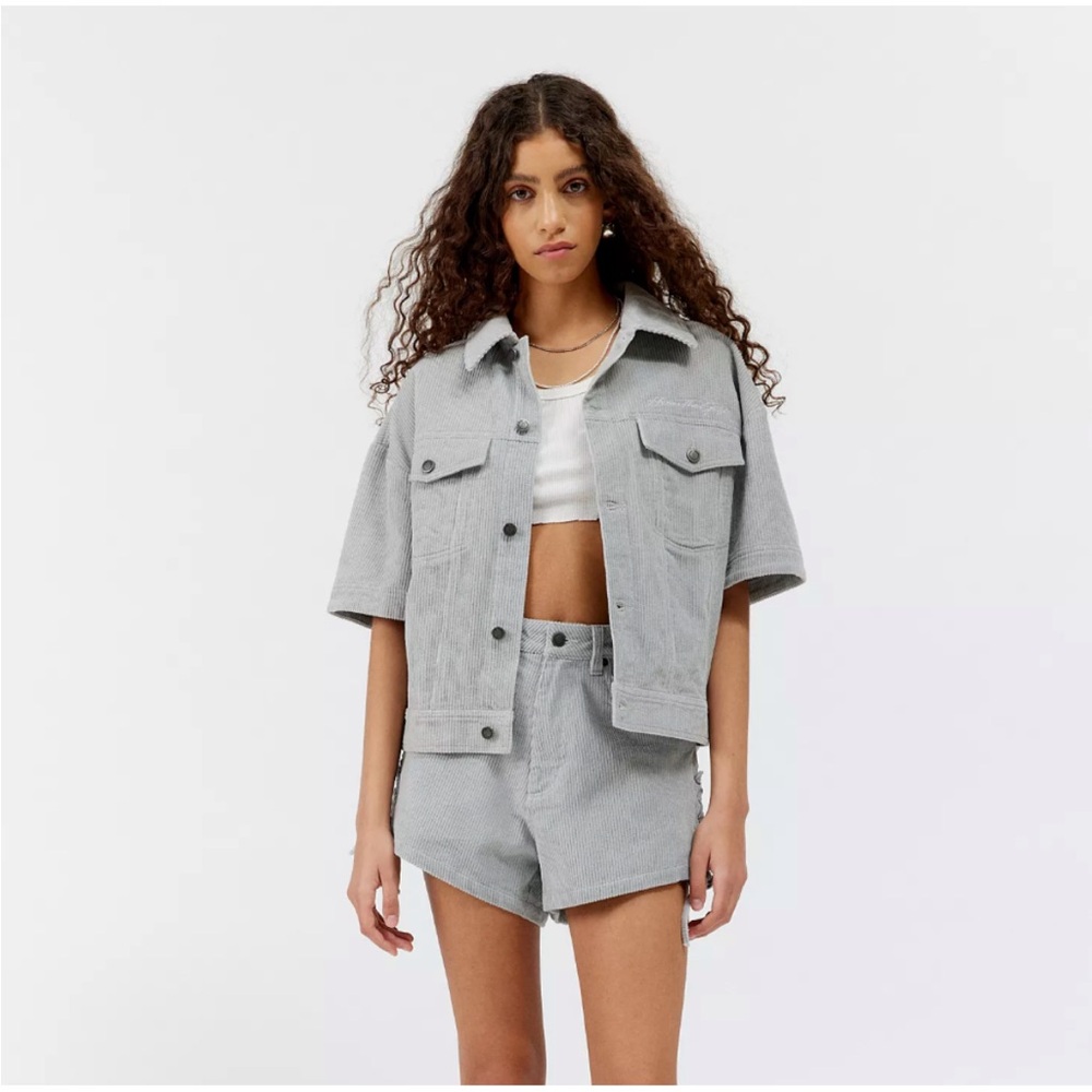 NWT Honor The Gift Women's Gray Corduroy Short-Sleeve Jacket